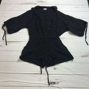 On The Road Black Button Front Tie Waist Jumpsuit